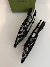 Load image into Gallery viewer, Gucci GG Mesh Suede Crystal Embellished GG Slingback

