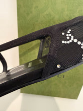 Load image into Gallery viewer, Gucci GG Mesh Suede Crystal Embellished GG Slingback
