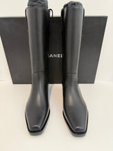 Load image into Gallery viewer, Chanel 23S  Black Leather Square Toe Cowboy Boots
