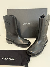 Load image into Gallery viewer, Chanel 24C  Black Leather Cap Toe Short Boots
