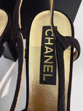 Load image into Gallery viewer, Chanel 24C  Black Suede w/ Gold Laminated CC Captoe Slingback

