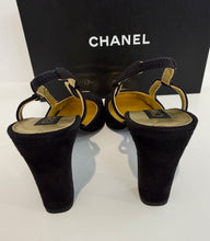 Load image into Gallery viewer, Chanel 24C  Black Suede w/ Gold Laminated CC Captoe Slingback
