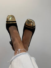 Load image into Gallery viewer, Chanel 24C  Black Suede w/ Gold Laminated CC Captoe Slingback
