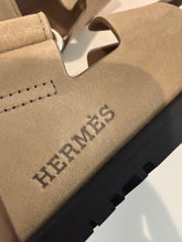 Load image into Gallery viewer, Hermes Beige Suede Chypre Dad Sandals
