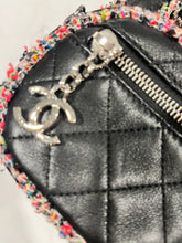 Load image into Gallery viewer, Chanel Black Leather Tweed Trim Crossbody Bag
