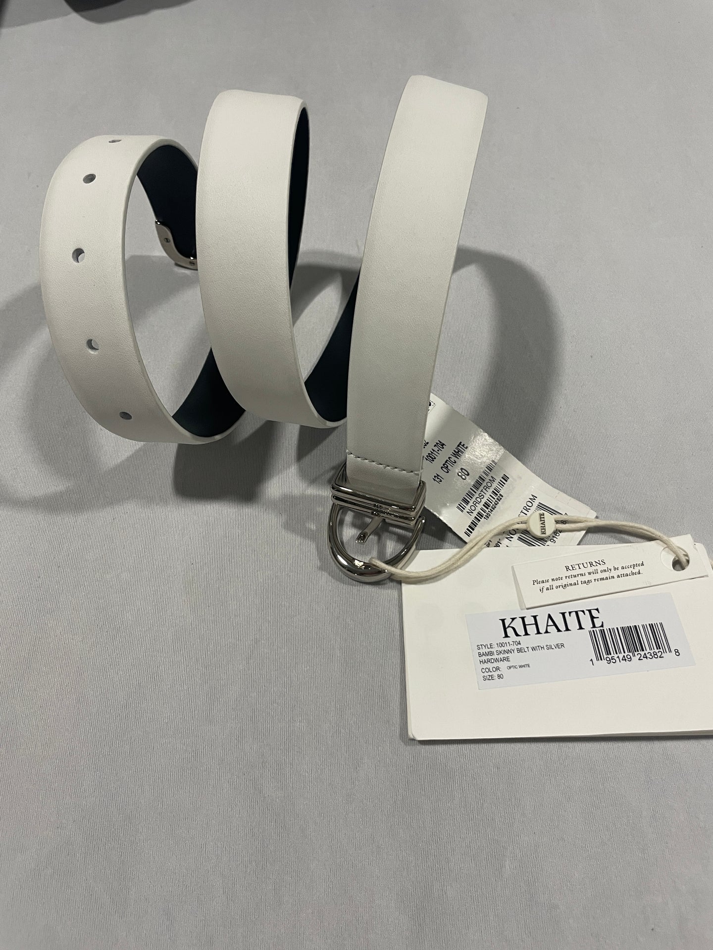 Khaite White Silvertone Belt