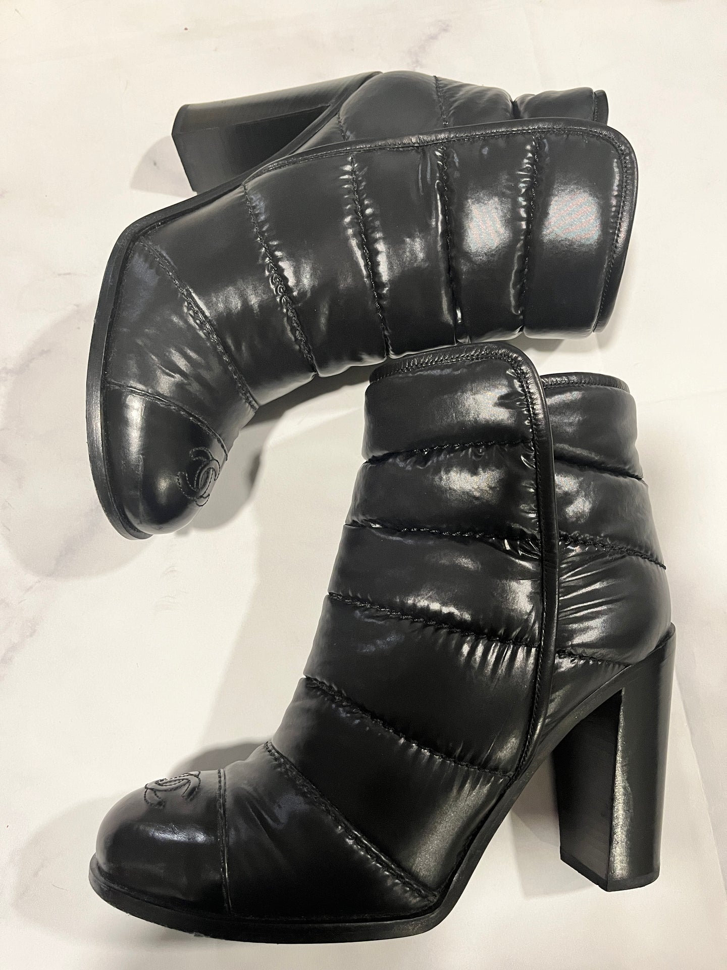 Chanel  11 A Black Puffer Short Boots