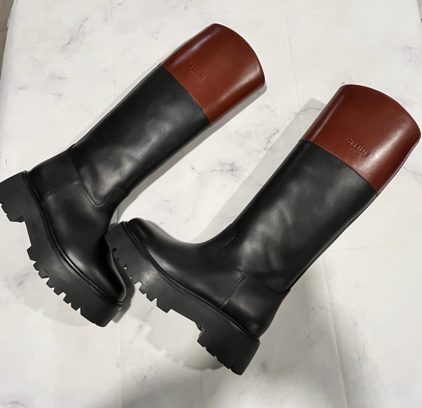 Celine Colorblock Tall Riding Boots