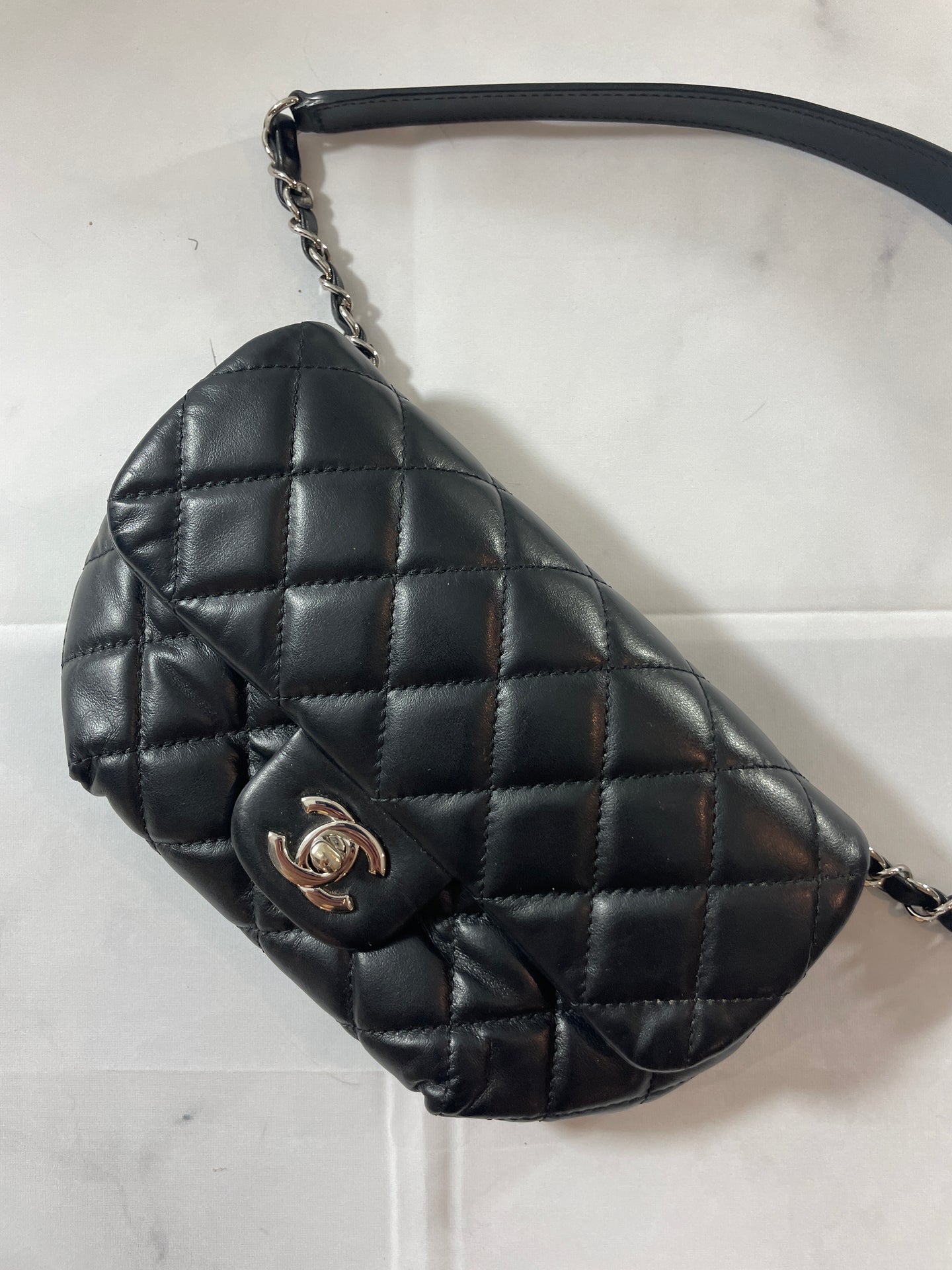 Chanel Black Silvertone Hardware Fanny Belt Bag