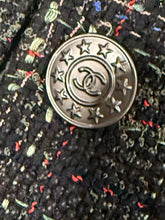 Load image into Gallery viewer, Chanel Black Green Multicolor Tweed Crop Blazer
