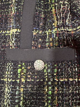 Load image into Gallery viewer, Chanel Black Green Multicolor Tweed Crop Blazer
