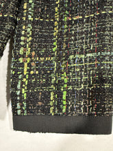 Load image into Gallery viewer, Chanel Black Green Multicolor Tweed Crop Blazer

