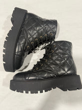 Load image into Gallery viewer, Chanel 24 Black Leather Quilted Laceup Booties
