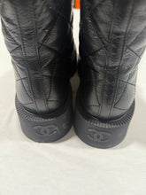 Load image into Gallery viewer, Chanel 24 Black Leather Quilted Laceup Booties

