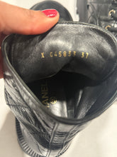Load image into Gallery viewer, Chanel 24 Black Leather Quilted Laceup Booties
