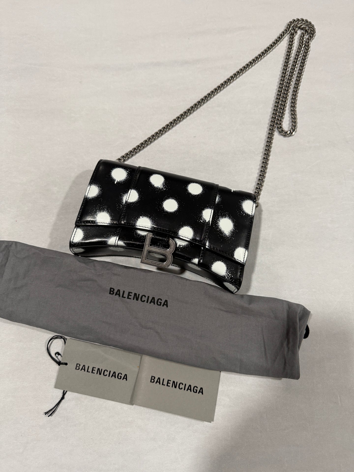 Balenciaga Hourglass Black Polkadot Wallet on Chain
