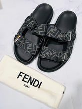 Load image into Gallery viewer, Fendi Jacquard Black Gray Slide Sandals
