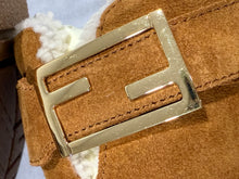 Load image into Gallery viewer, Fendi Suede Shearling Block Heel Mules
