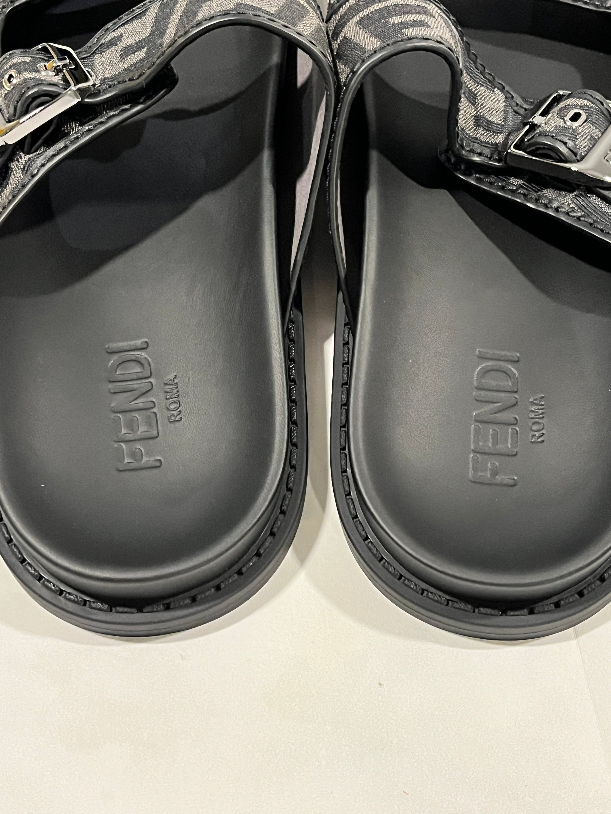 Fendi Gray Fabric Flat Men\'s Sandals Fendi  main image 3