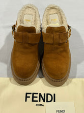 Load image into Gallery viewer, Fendi Suede Shearling Block Heel Mules
