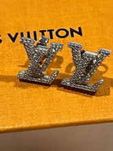 Load image into Gallery viewer, Louis Vuitton Silvertone LV Earrings
