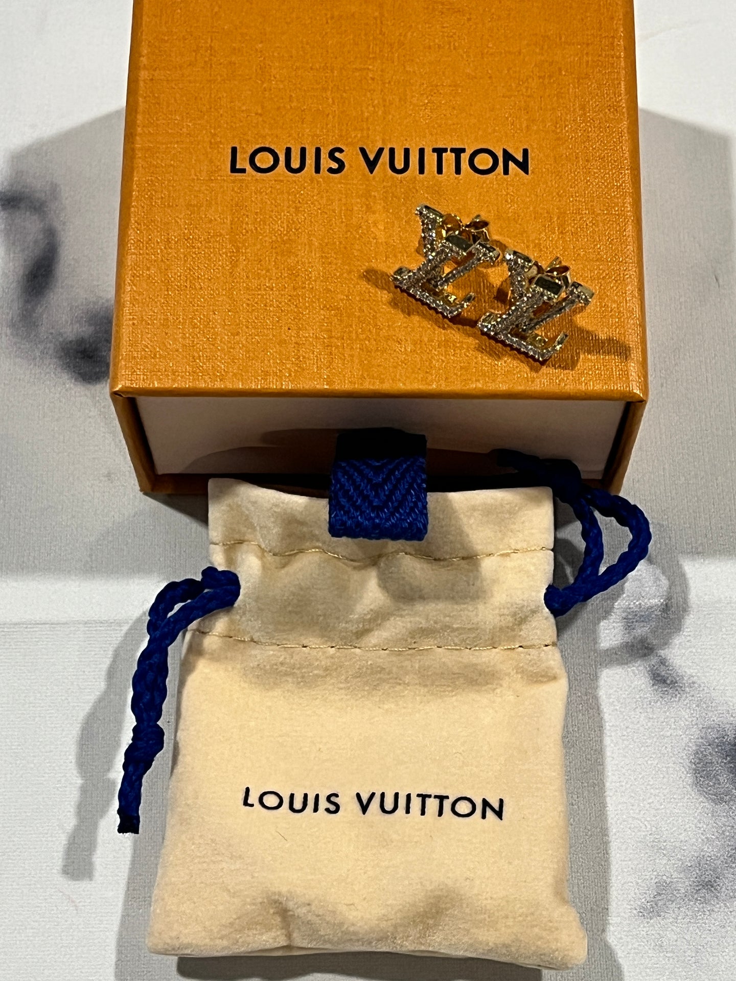 Louis Vuitton Goldtone LV Earrings