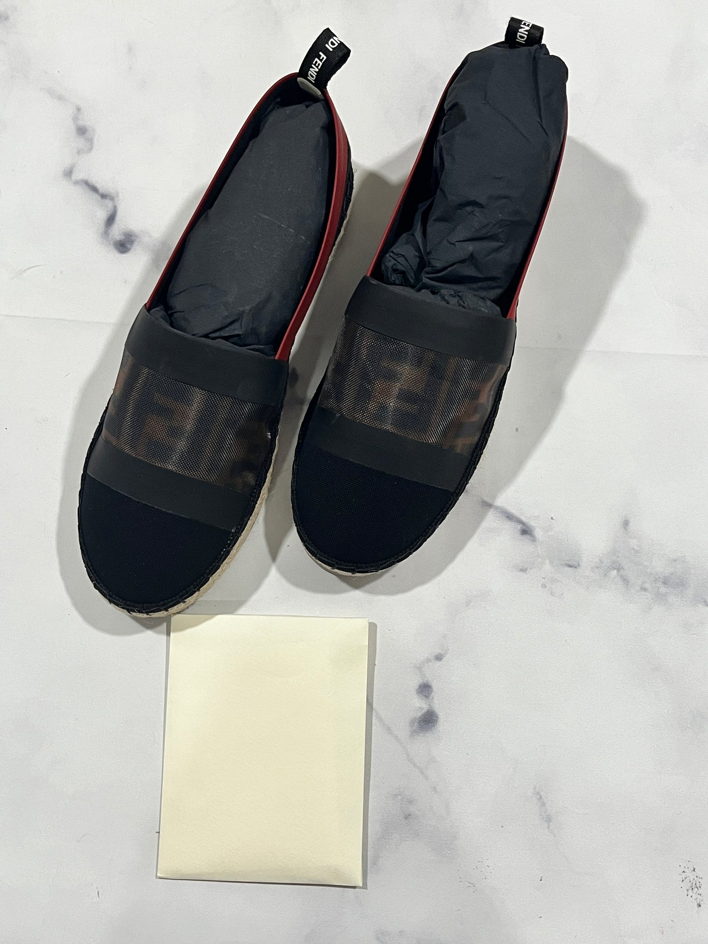 Fendi Black Mesh Espadrille Flats Loafers