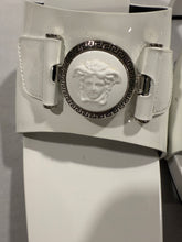 Load image into Gallery viewer, Versace Embellished Patent Leather Medusa Mules

