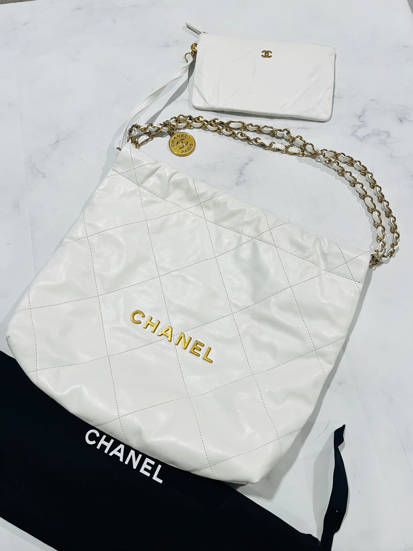 Chanel 22 White Hobo Shoulder Bag