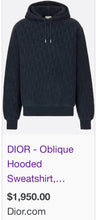 Load image into Gallery viewer, Dior Terry Cloth Oblique Print Navy Hoodie
