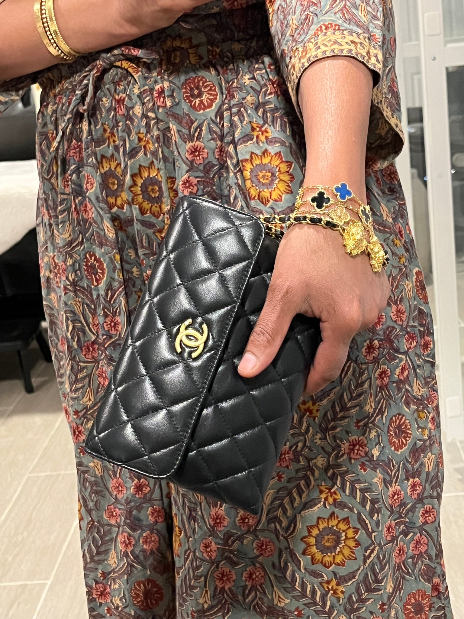 Chanel Black Pearl Crown CC Wristlet Multi Pouches – The Closet