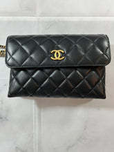 Load image into Gallery viewer, Chanel Black Quilted Wristlet Clutch Bag
