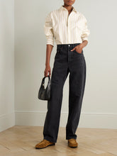 Load image into Gallery viewer, Saint Laurent Cotton Pique Striped Beige Button Front Shirt

