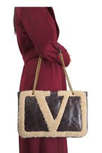 Load image into Gallery viewer, Valentino Garavani Shearling Brown Vivasuper Star Tote
