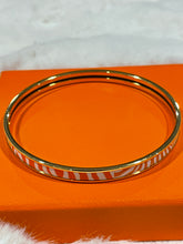 Load image into Gallery viewer, Hermes Thin Orange White Enamel Cuff Bangle
