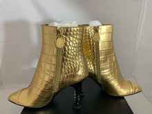 Load image into Gallery viewer, Chanel croc embossed gold leather metallic boots
