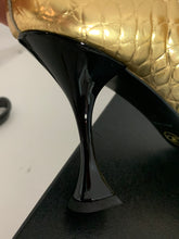 Load image into Gallery viewer, Chanel croc embossed gold leather metallic boots
