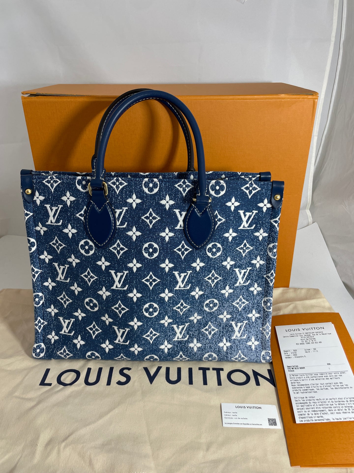 Louis Vuitton, Bags, Used Like New Authentic Lv Logo Denim Tote Bag