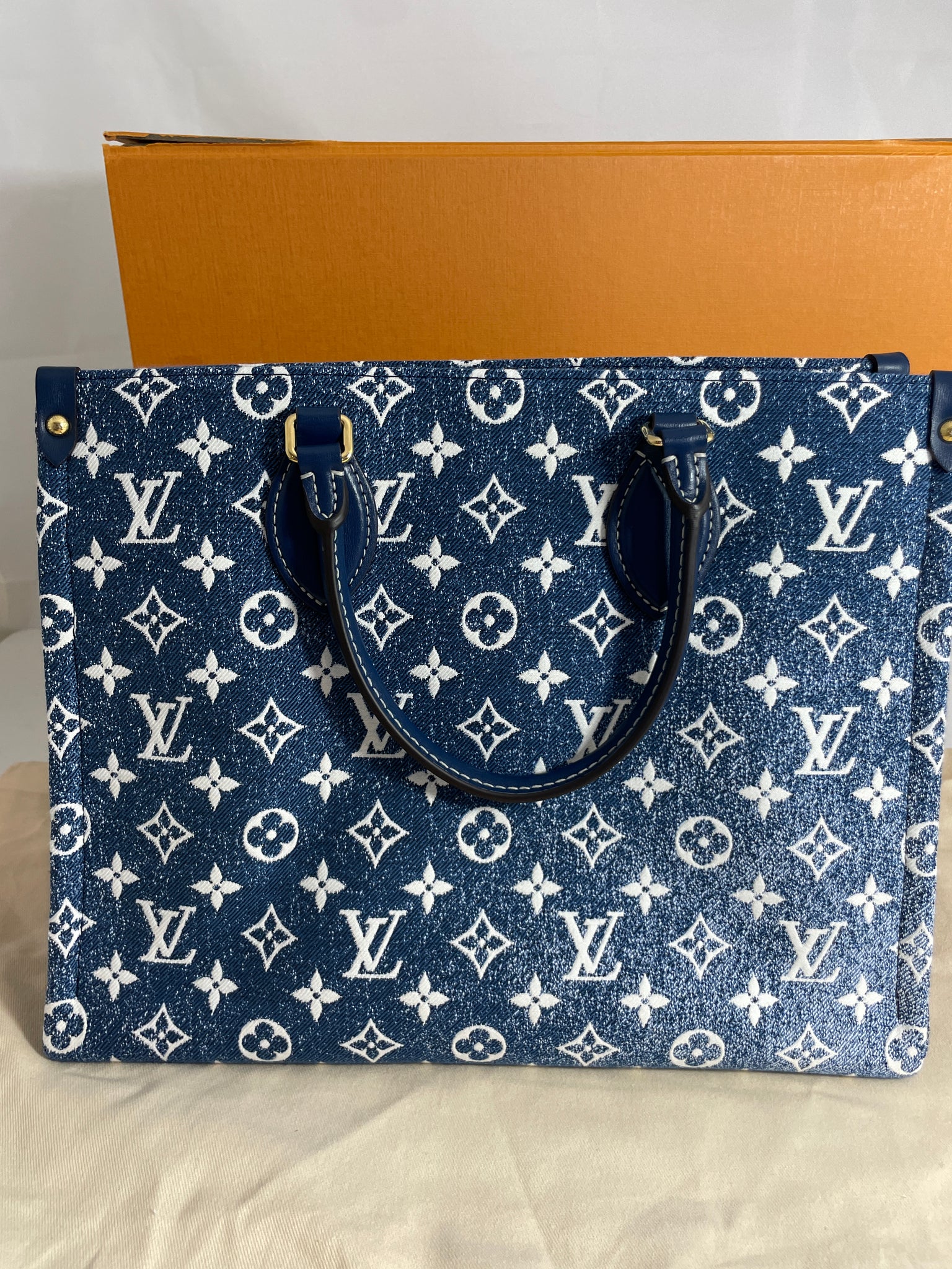 Louis Vuitton Onzago MM Monogram Jacquard Denim Handbag Tote Bag