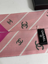 Load image into Gallery viewer, Chanel Pink Multicolor Tweed Print Twilly Scarf
