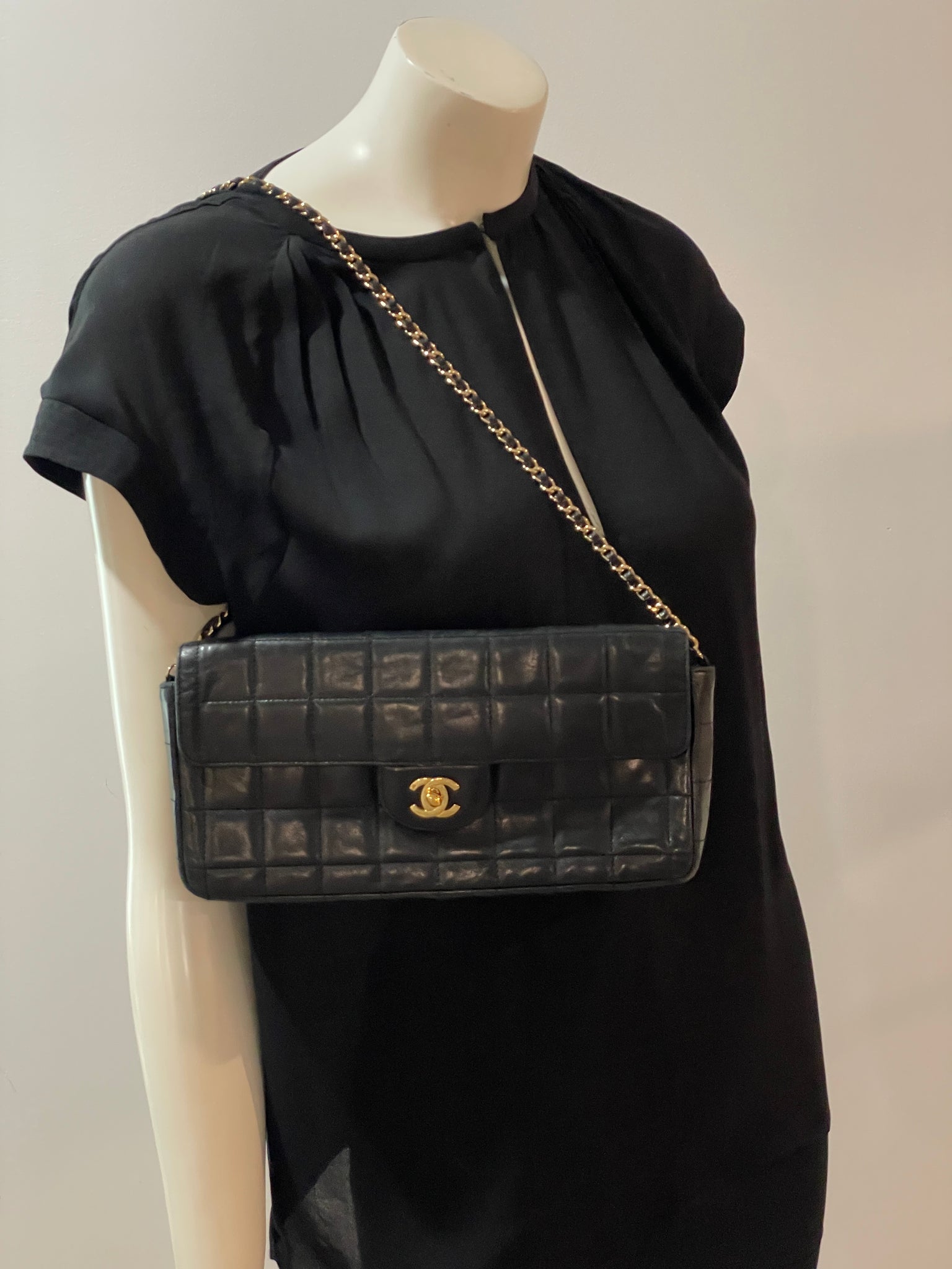 I miss you vintage - Chanel black chocolate bar east west flap bag. . . .  Available in store or purchase online with free ship in Canada. Find  additional photos and details