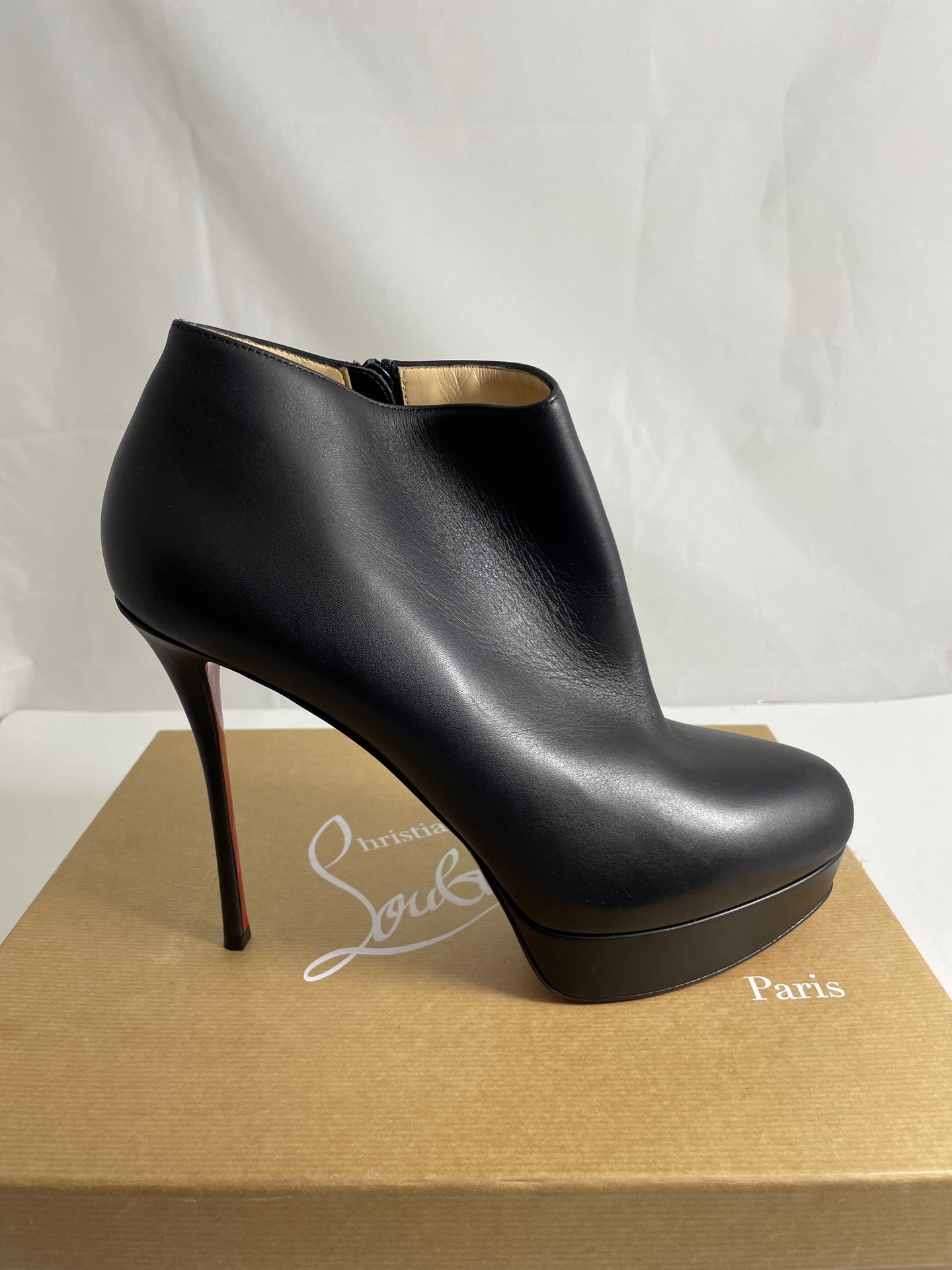 Christian Louboutin Black Leather 130 Ankle Boots
