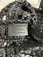 Load image into Gallery viewer, Prada Raffia Black Embroidered Tote
