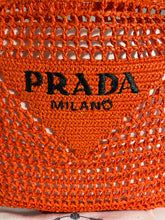 Load image into Gallery viewer, Prada Raffia Orange Embroidered Tote
