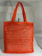 Load image into Gallery viewer, Prada Raffia Orange Embroidered Tote
