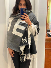 Load image into Gallery viewer, Chanel CC Black Gray Ivory Blanket Shawl Wrap
