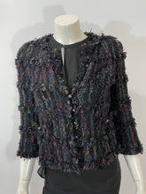Load image into Gallery viewer, Chanel 06P black multicolor shaggy tweed crop blazer
