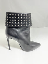 Load image into Gallery viewer, Saint Laurent YSL Black Leather Stud Fold over Ankle Boots
