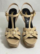 Load image into Gallery viewer, Saint Laurent YSL Beige Patent Leather Tribute Sandals
