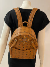 Load image into Gallery viewer, MCM Studded Medium Duel Cognac Stark Backpack
